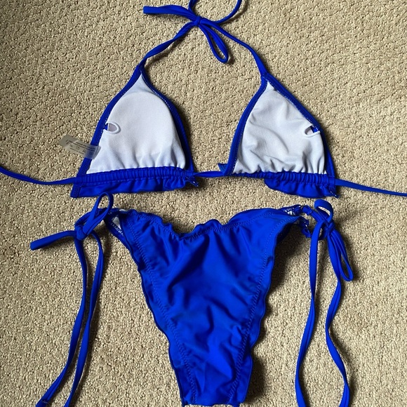Blue Ruched Bikini Set - Picture 3 of 4